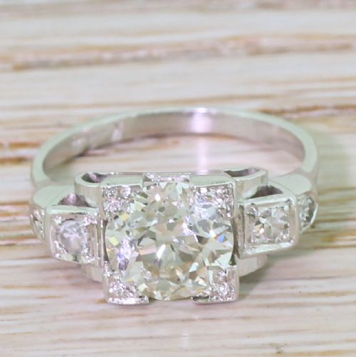 fig 1. KUTCHINSKY 1.77 Carat Old Cut Diamond Engagement Ring, 1950