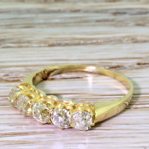 Victorian 1.17 Carat Old Cut Diamond Five Stone Ring, Circa 1900
