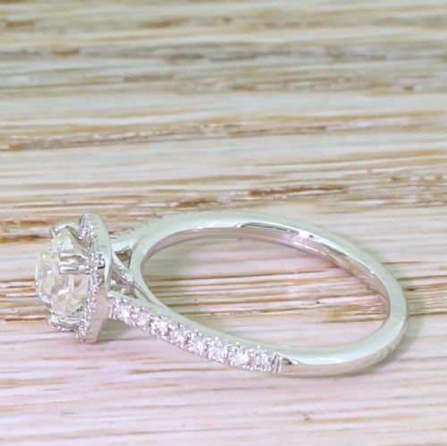 fig 2. 0.92 Carat Old Cushion Cut Diamond Halo Ring, Platinum