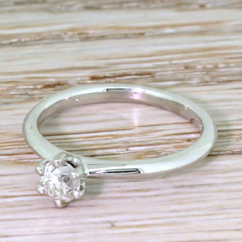 0.50 Carat Old Cut Diamond Engagement Ring, Platinum

