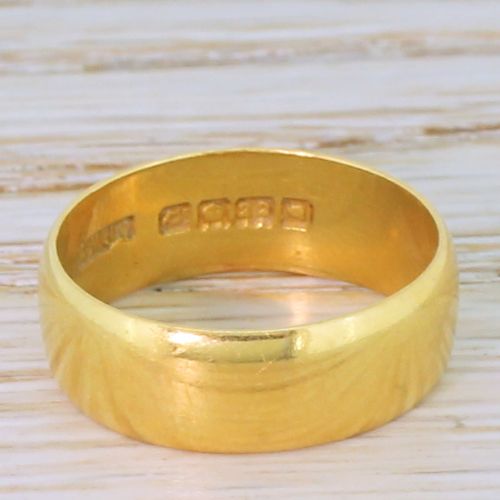 Art Deco 22k Yellow Gold Wedding Band, Dated 1919

