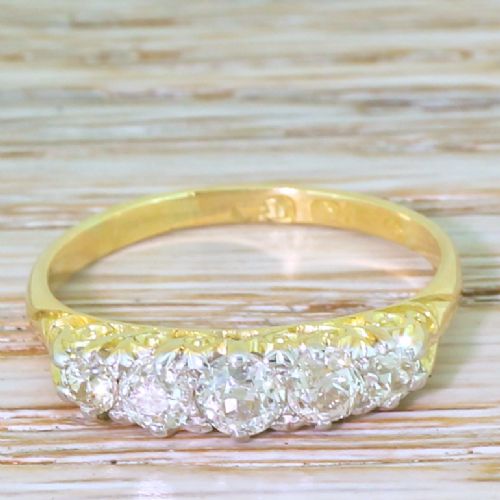 fig 1. Victorian 0.93 Carat Old Cut Diamond Five Stone Ring, circa 1900