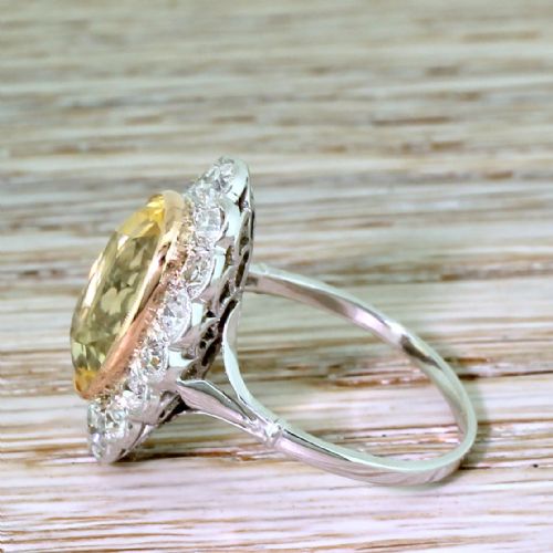 fig 2. Art Deco 7.28 Carat Ceylon Yellow Sapphire & Old Cut Diamond Ring, circa 1935