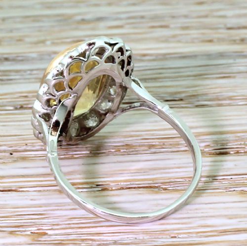 fig 3. Art Deco 7.28 Carat Ceylon Yellow Sapphire & Old Cut Diamond Ring, circa 1935