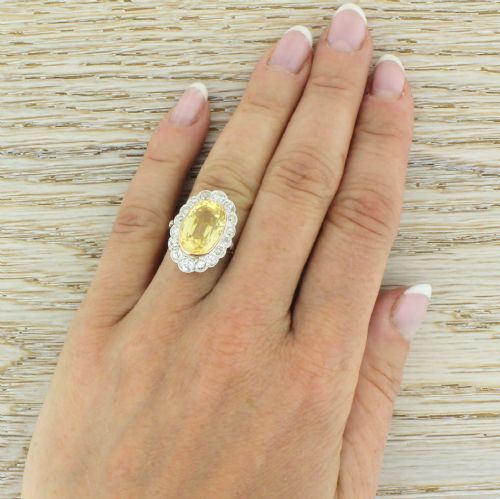 fig 4. Art Deco 7.28 Carat Ceylon Yellow Sapphire & Old Cut Diamond Ring, circa 1935