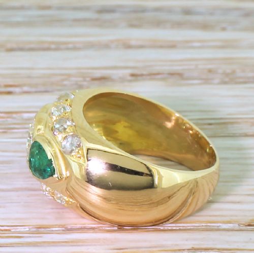 fig 2. Retro 1.20 Carat Old Cut Diamond & 0.57 Carat Emerald Ring, 1950