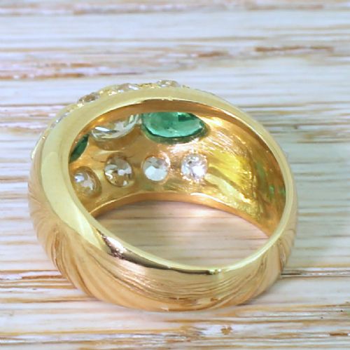 fig 3. Retro 1.20 Carat Old Cut Diamond & 0.57 Carat Emerald Ring, 1950