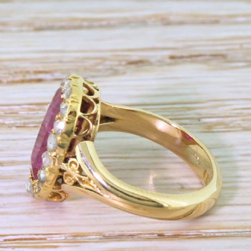 fig 2. Victorian 2.29 Carat Ruby & Rose Cut Diamond Cluster Ring, circa 1900
