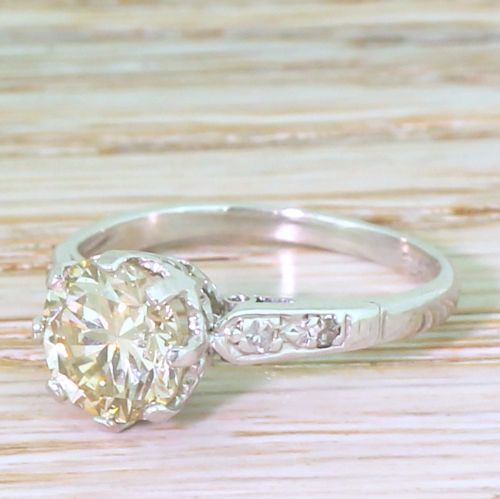 Mid Century 1.46 Carat Fancy Yellowish Brown Transitional Cut Diamond Engagement Ring, 1950
