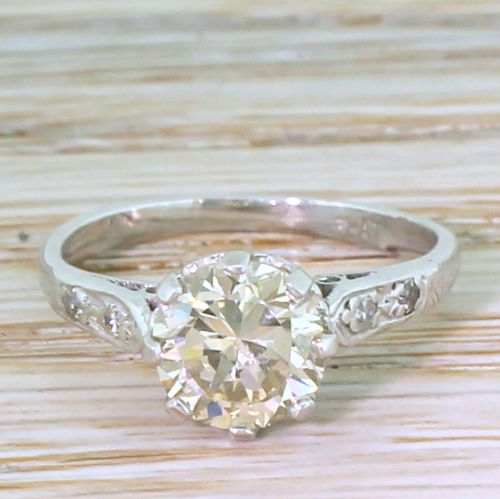 fig 1. Mid Century 1.46 Carat Fancy Yellowish Brown Transitional Cut Diamond Engagement Ring, 1950