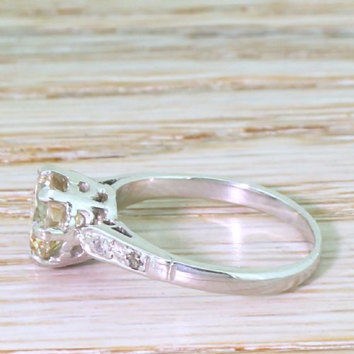 fig 2. Mid Century 1.46 Carat Fancy Yellowish Brown Transitional Cut Diamond Engagement Ring, 1950