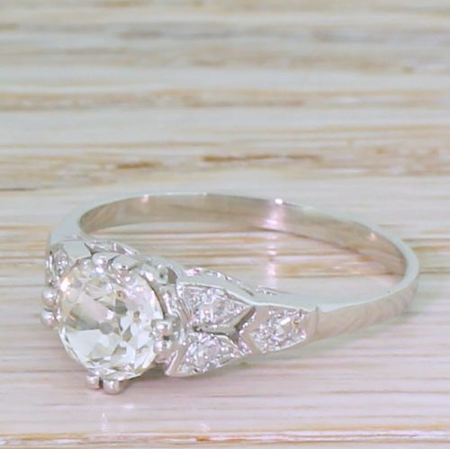 Art Deco 1.01 Carat Old Cut Diamond Engagement Ring, Circa 1940
