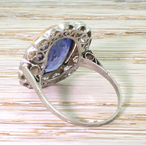 fig 3. Art Deco 7.43 Carat Natural Ceylon Sapphire & Old Cut Diamond Ring, circa 1935