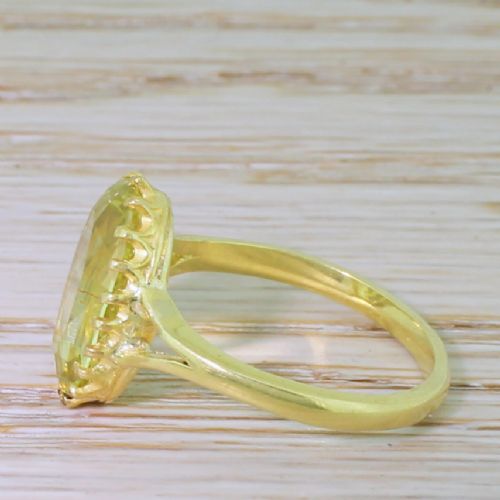 fig 2. Art Deco 5.64 Carat Natural Yellow Chrysoberyl Solitaire Ring, circa 1925