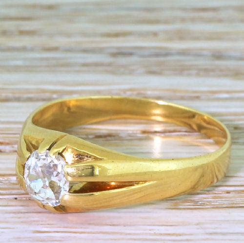 Victorian 0.86 Carat Old Cut Diamond Solitaire Ring, Circa 1895
