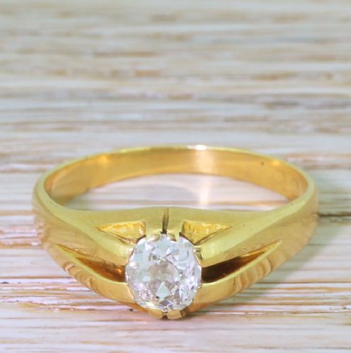 fig 1. Victorian 0.86 Carat Old Cut Diamond Solitaire Ring, circa 1895