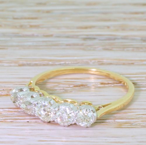 Edwardian 1.20 Carat Old Cut Diamond Five Stone Ring, Circa 1910
