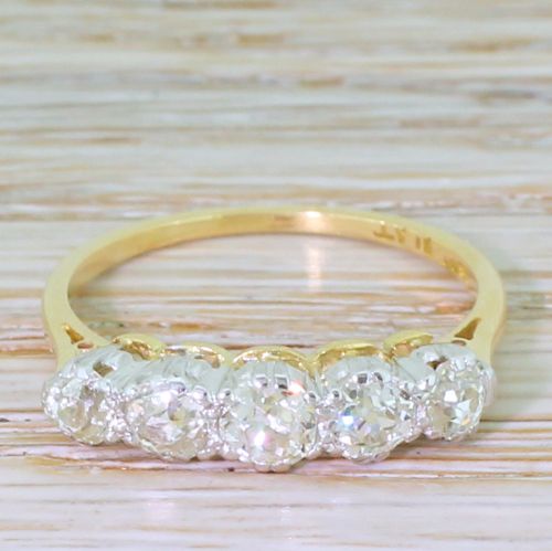 fig 1. Edwardian 1.20 Carat Old Cut Diamond Five Stone Ring, circa 1910