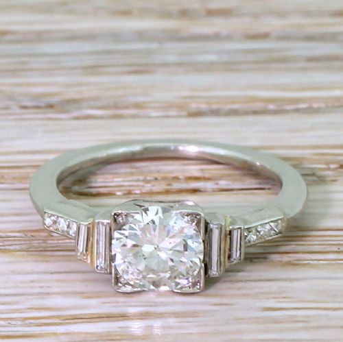 fig 1. Art Deco 0.85 Carat Old European Cut Diamond Engagement Ring, circa 1930