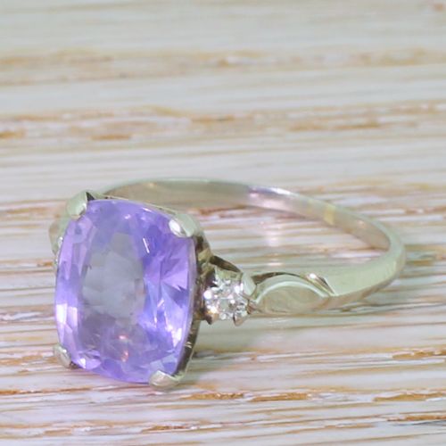 Mid Century Natural Colour Change Sapphire Solitaire Ring, 1950
