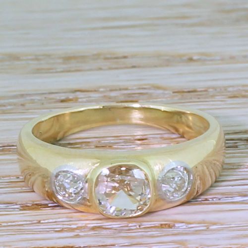 fig 1. Mid Century 0.97 Carat Brown & White Diamond Trilogy Ring, 1950