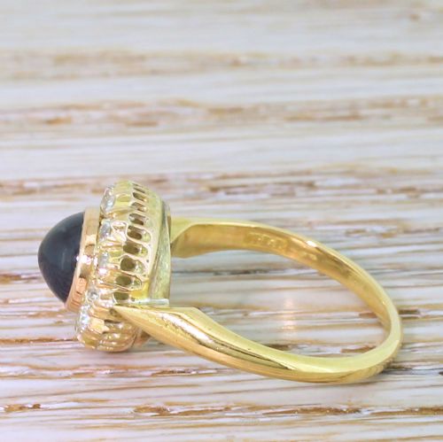 fig 2. Art Deco 1.71 Carat Natural Cabochon Sapphire & Old Cut Diamond Ring, circa 1935
