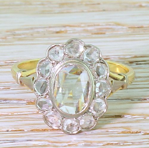 fig 1. Art Deco 1.06 Carat Rose Cut Diamond Cluster Ring, French, circa 1925