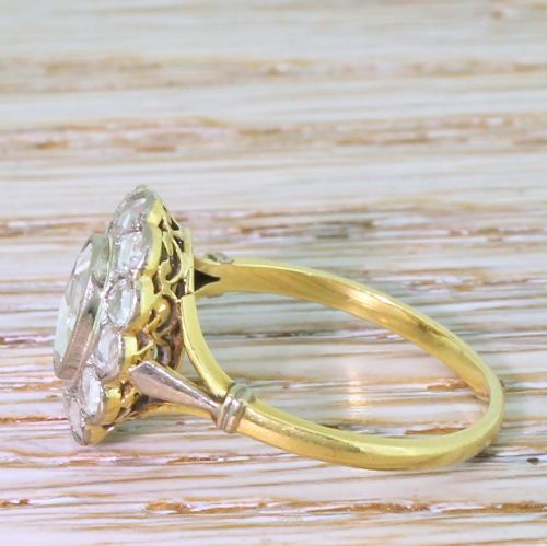 fig 2. Art Deco 1.06 Carat Rose Cut Diamond Cluster Ring, French, circa 1925