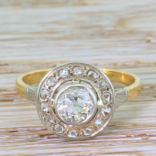fig 1. Art Deco 0.68 Carat Old Cut & Rose Cut Diamond Cluster Ring, circa 1920