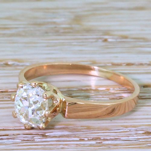 Art Deco 1.11 Carat Old Mine Cut Diamond Engagement Ring, Circa 1915
