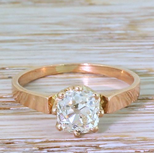 fig 1. Art Deco 1.11 Carat Old Mine Cut Diamond Engagement Ring, circa 1915