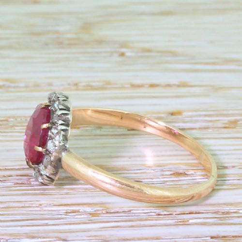 fig 2. Victorian 1.50 Carat Burmese Ruby & Rose Cut Diamond Cluster Ring, circa 1890
