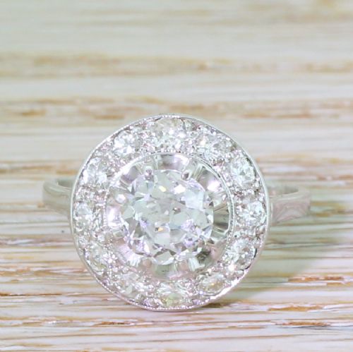 fig 1. Art Deco 2.34 Carat Old Cut Diamond Cluster Ring, French, circa 1920
