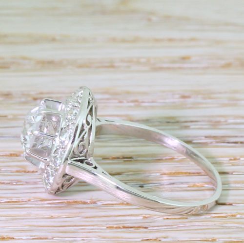 fig 2. Art Deco 2.34 Carat Old Cut Diamond Cluster Ring, French, circa 1920