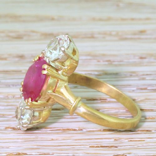 fig 2. Edwardian 1.95 Carat Natural Ruby & 1.60 Carat Old Cut Diamond Trilogy Ring, circa 1910
