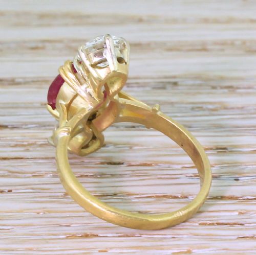 fig 3. Edwardian 1.95 Carat Natural Ruby & 1.60 Carat Old Cut Diamond Trilogy Ring, circa 1910