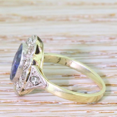 fig 2. Art Deco 1.80 Carat Sapphire & Old Cut Diamond Cluster Ring, circa 1935