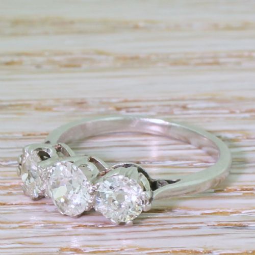 Art Deco 1.46 Carat Old Cut Diamond Trilogy Ring, Circa 1930
