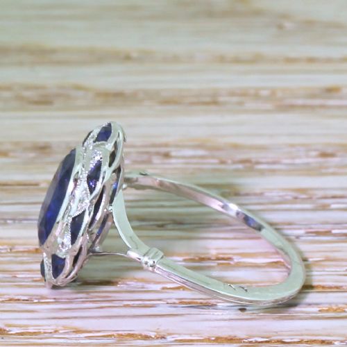 fig 2. Art Deco 1.98 Carat Sapphire & Diamond Cluster Ring, French, circa 1940