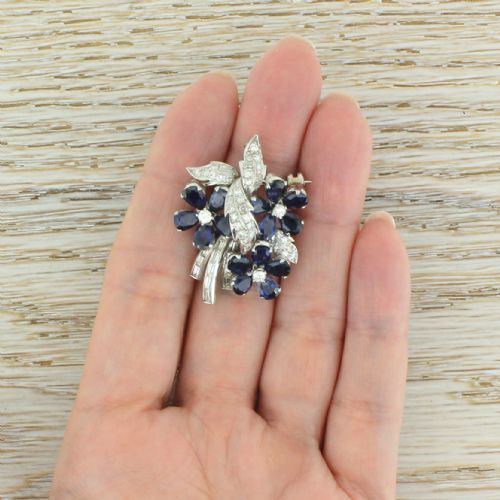 fig 2. Mid Century 4.35 Carat Sapphire & 1.06 Carat Diamond Brooch, circa 1950