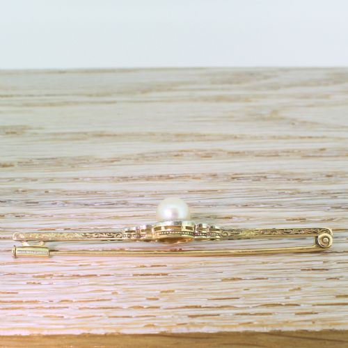 fig 1. Edwardian Pearl & Rose Cut Diamond Pin Brooch, circa 1910