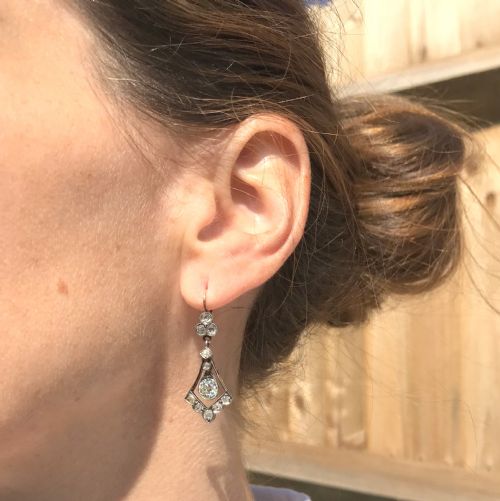 fig 1. Victorian 2.64 Carat Old Cut Diamond Drop Earrings, circa 1870