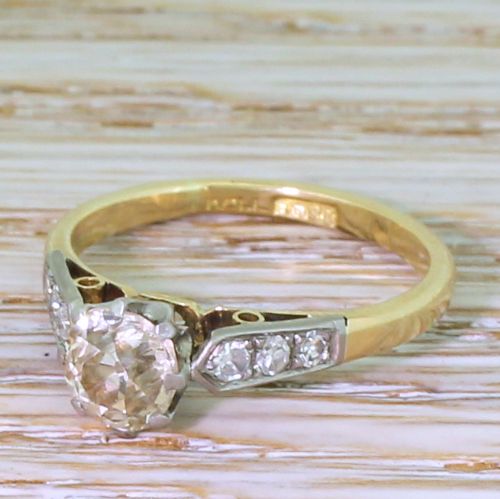Art Deco 0.86 Carat Old Cut Diamond Engagement Ring, Circa 1920
