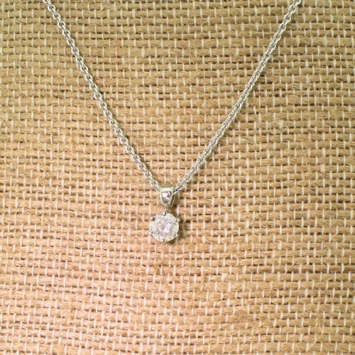 0.54 Carat Transitional Cut Diamond Solitaire Pendant, 18k White Gold
