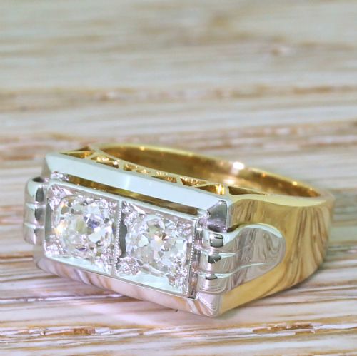 Art Deco 0.96 Carat Old Cut Diamond Two Stone Ring, Circa 1940
