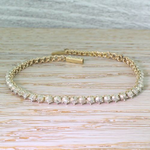 Victorian 0.84 Carat Rose Cut Diamond Line Bracelet, Circa 1880
