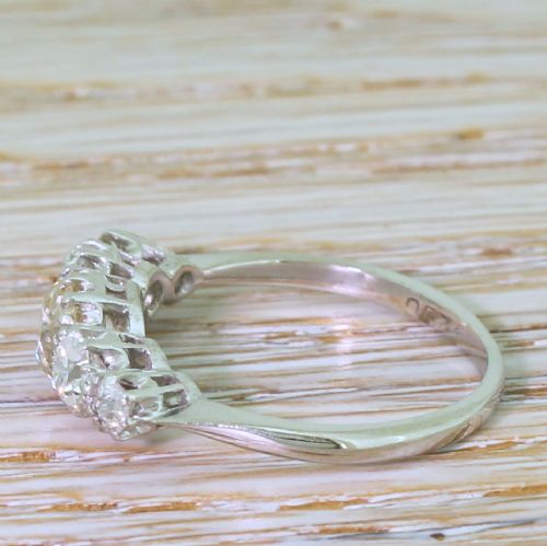 fig 2. Art Deco 1.15 Carat Old Cut Diamond Five Stone Ring, circa 1930