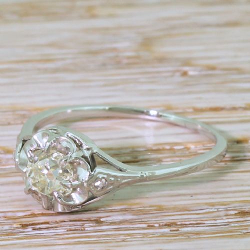 Art Deco 0.82 Carat Old Cut Diamond Engagement Ring, Circa 1935

