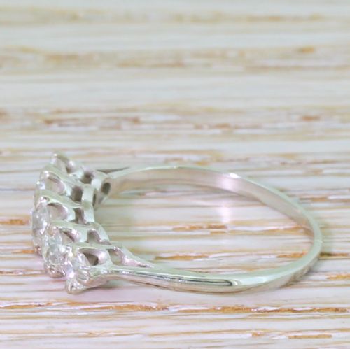 fig 2. Art Deco 0.81 Carat Old Cut Diamond Five Stone Ring, circa 1940