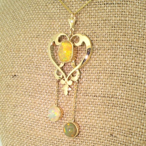 Art Nouveau 6.63 Carat Opal Pendant, Circa 1900
